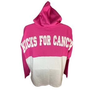 Pennant Ladies “Kicks for Cancer” Pink & White Hoodie T‑Shirt — Size Large